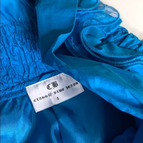 Vintage Bold Blue Crop Ruffle 80s Jacket & Tank top Sz Small women’s - Picture 3 of 8